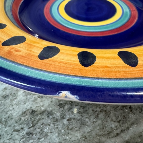 Pier 1 ITALIAN SWIRL, Large Rim Soup Bowl, Blue & Orange set of 3 - Picture 8 of 9